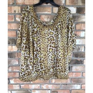 Apt 9. Plus Size Leopard Print Top   2X
